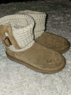 UGG Chestnut Suede Knit Cuff Ankle Boots